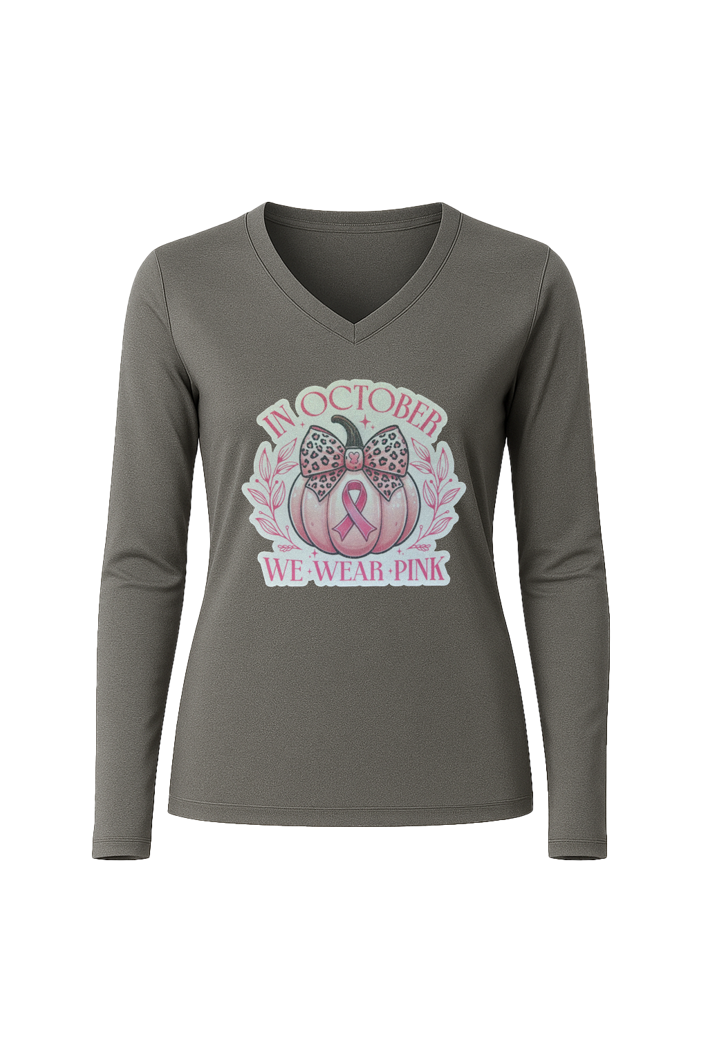 Glitter We Wear Pink Long Sleeve V-Neck Tee