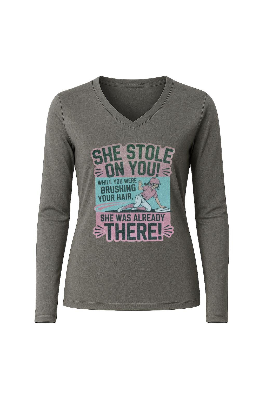 Glitter She Stole On You Long Sleeve V-Neck Tee