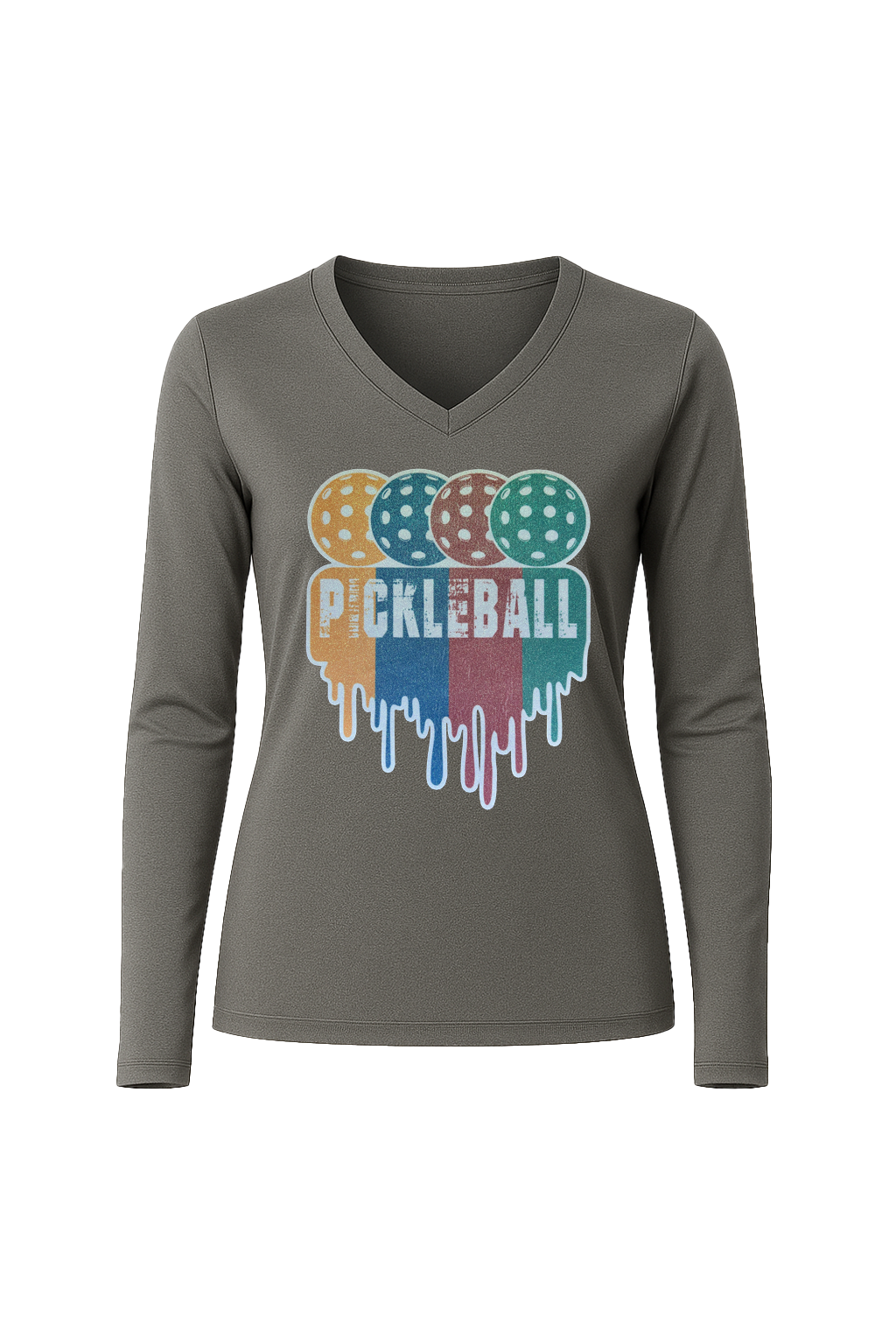 Glitter Pickleball Drip Long Sleeve V-Neck Tee