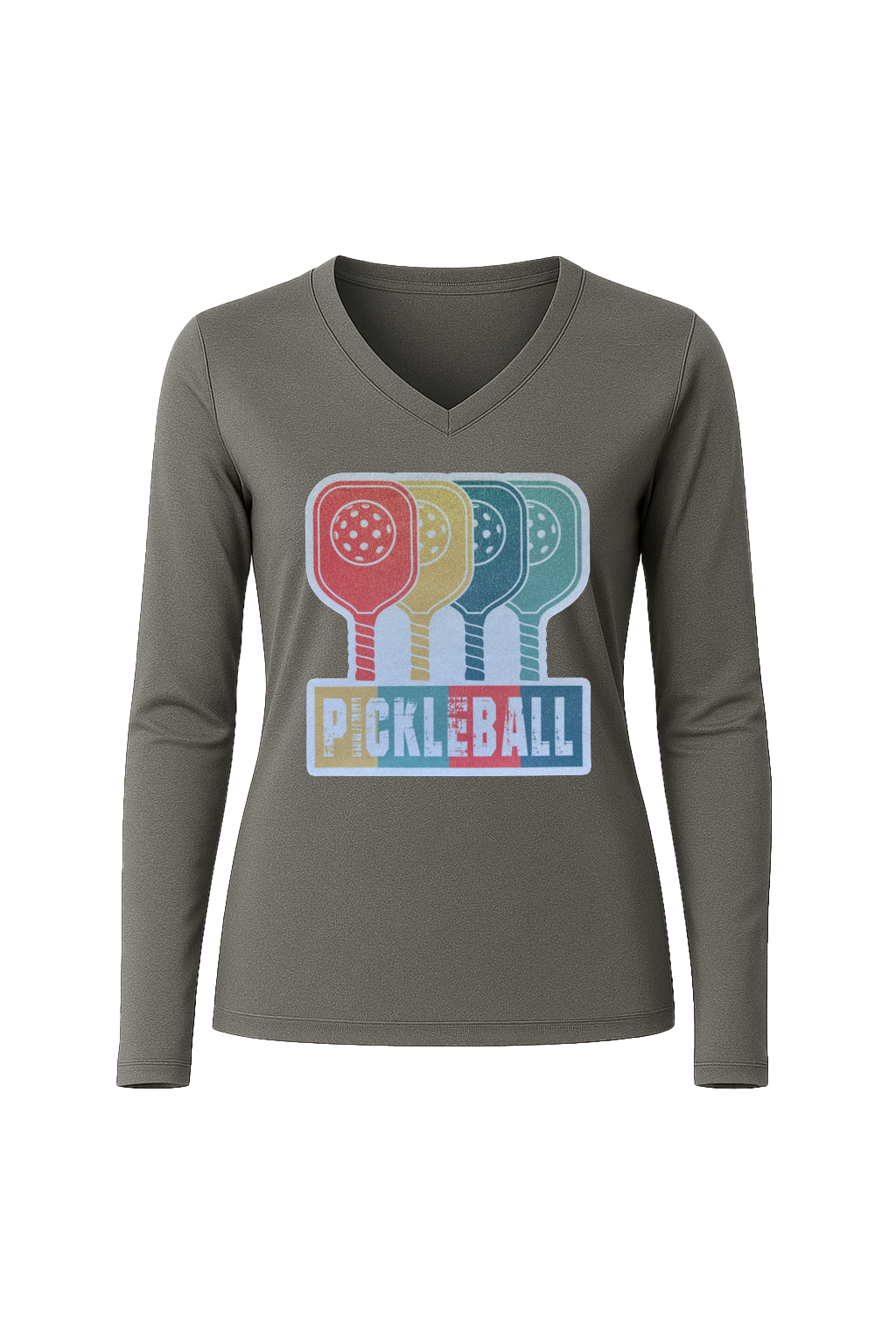 Glitter Pickleball Paddles Long Sleeve V-Neck Tee