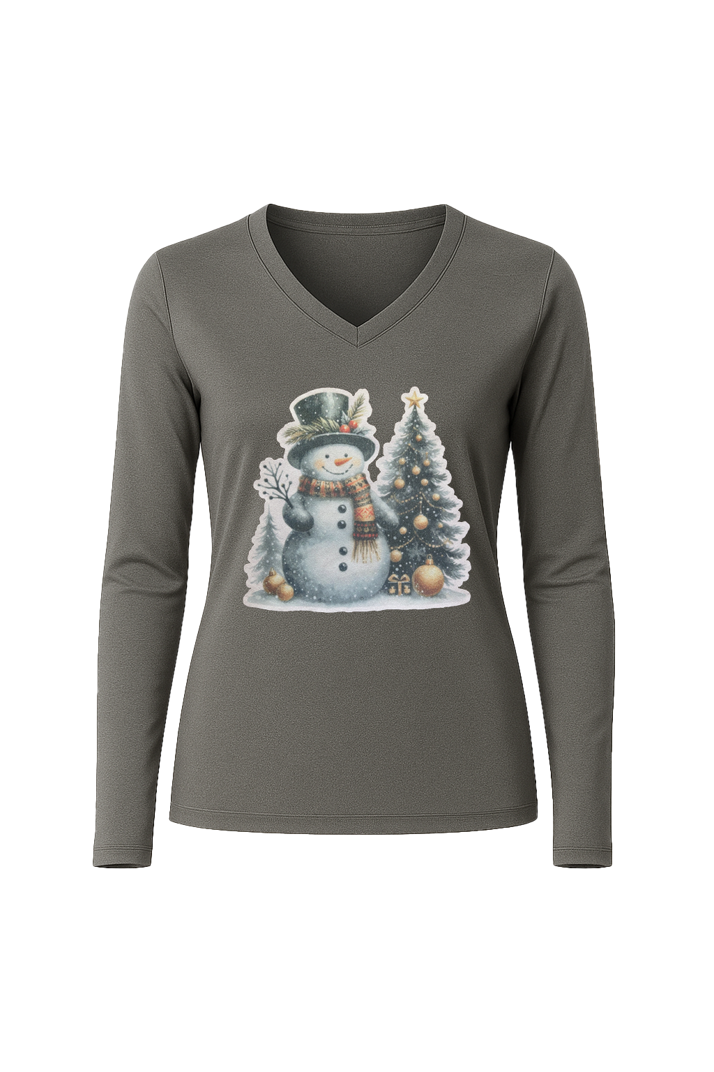 Glitter Festive Frosty Long Sleeve V-Neck Tee