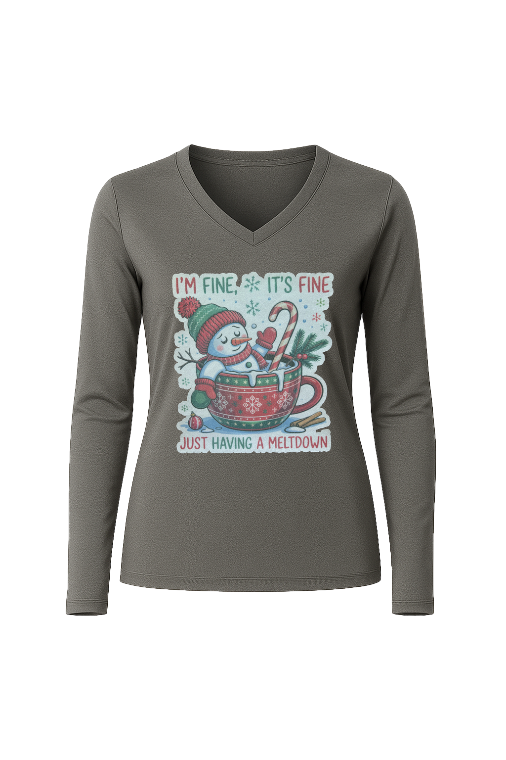 Glitter Having A Meltdown Long Sleeve V-Neck Tee