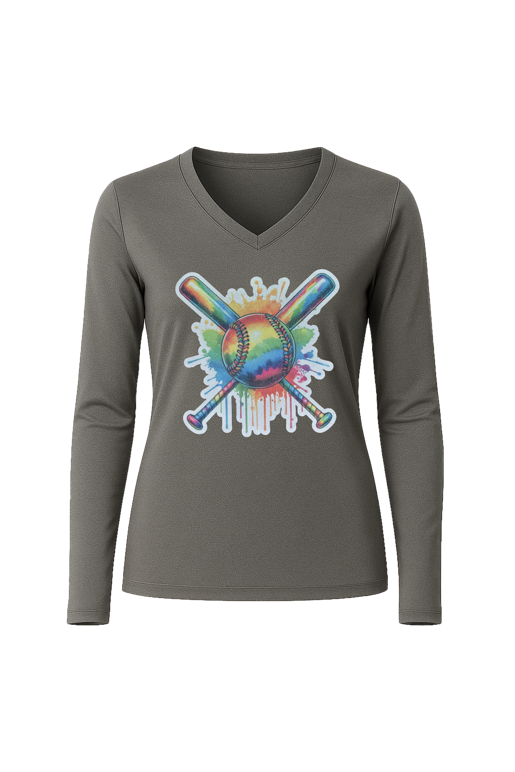 Glitter Splatter Bats Long Sleeve V-Neck Tee