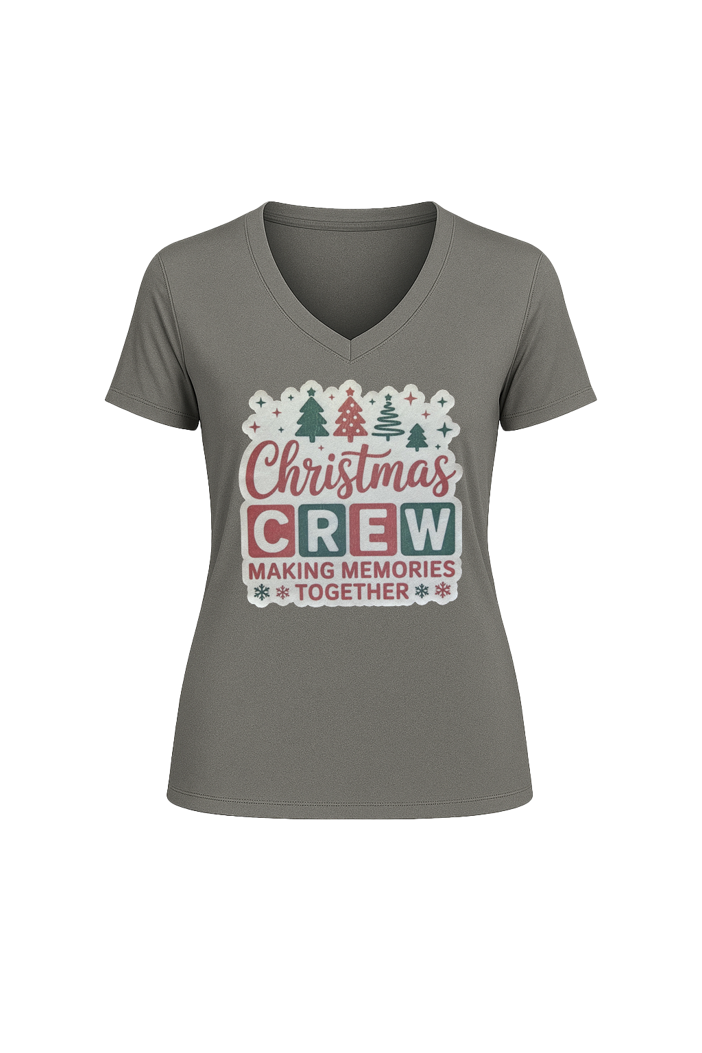 Glitter Christmas Crew Short Sleeve V-Neck Tee