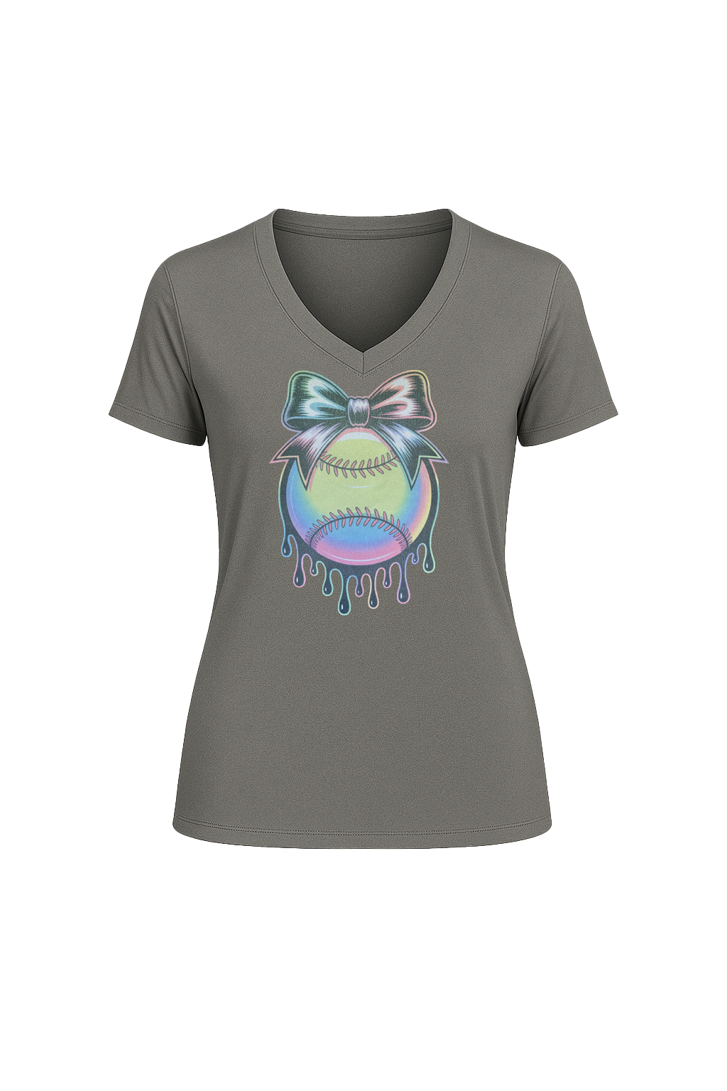 Glitter Neon Drip Short Sleeve V-Neck Tee