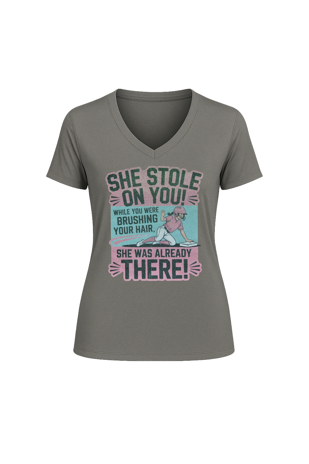 Glitter She Stole On You Short Sleeve V-Neck Tee
