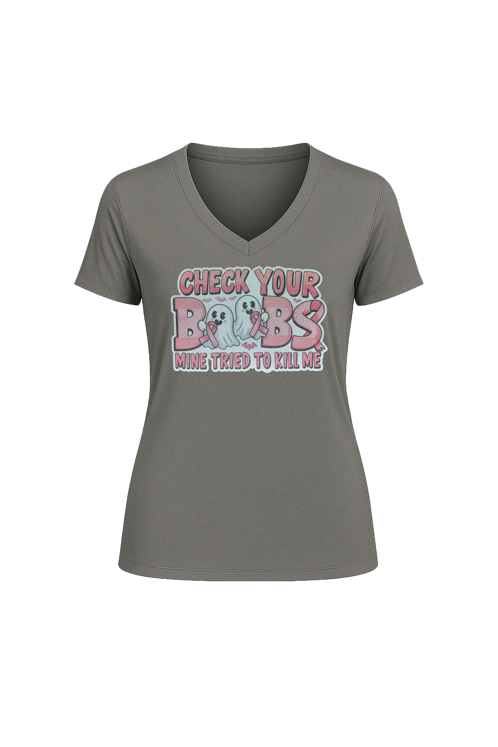 Glitter Check Your Boobs Short Sleeve V-Neck Tee