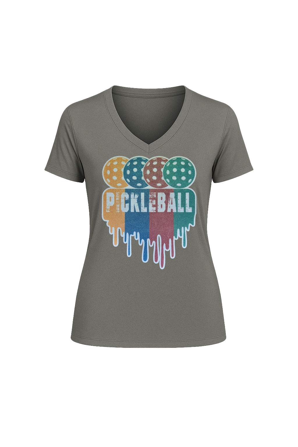Glitter Pickleball Drip Short Sleeve V-Neck Tee