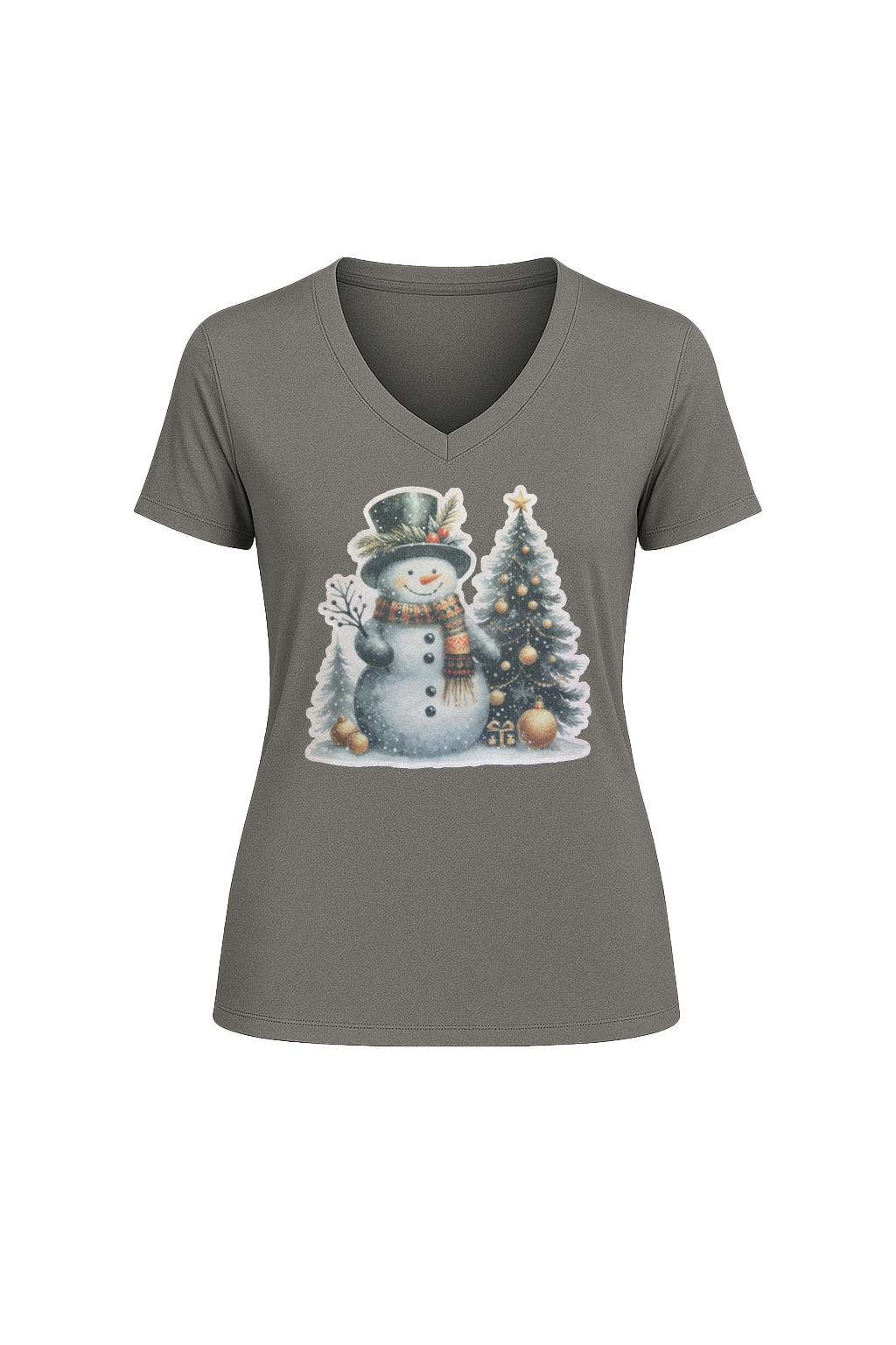 Glitter Festive Frosty Short Sleeve V-Neck Tee