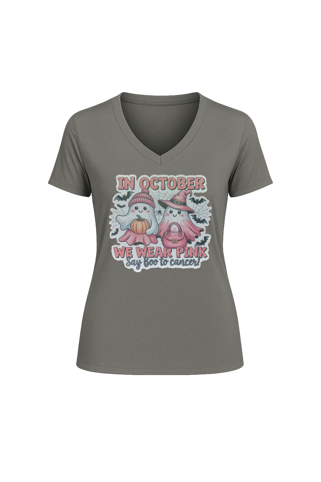 Glitter Wear Pink Say Boo Short Sleeve V-Neck Tee