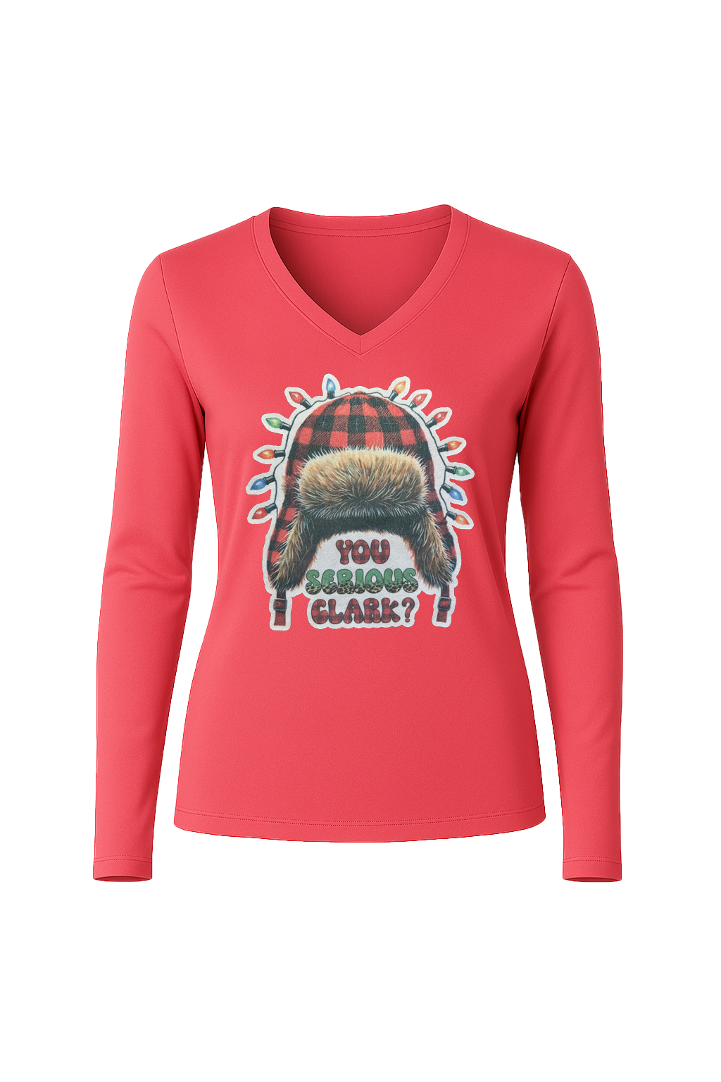 Glitter You Serious Clark? Long Sleeve V-Neck Tee