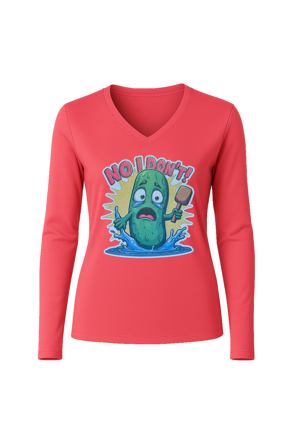 Glitter No I Don't Long Sleeve V-Neck Tee