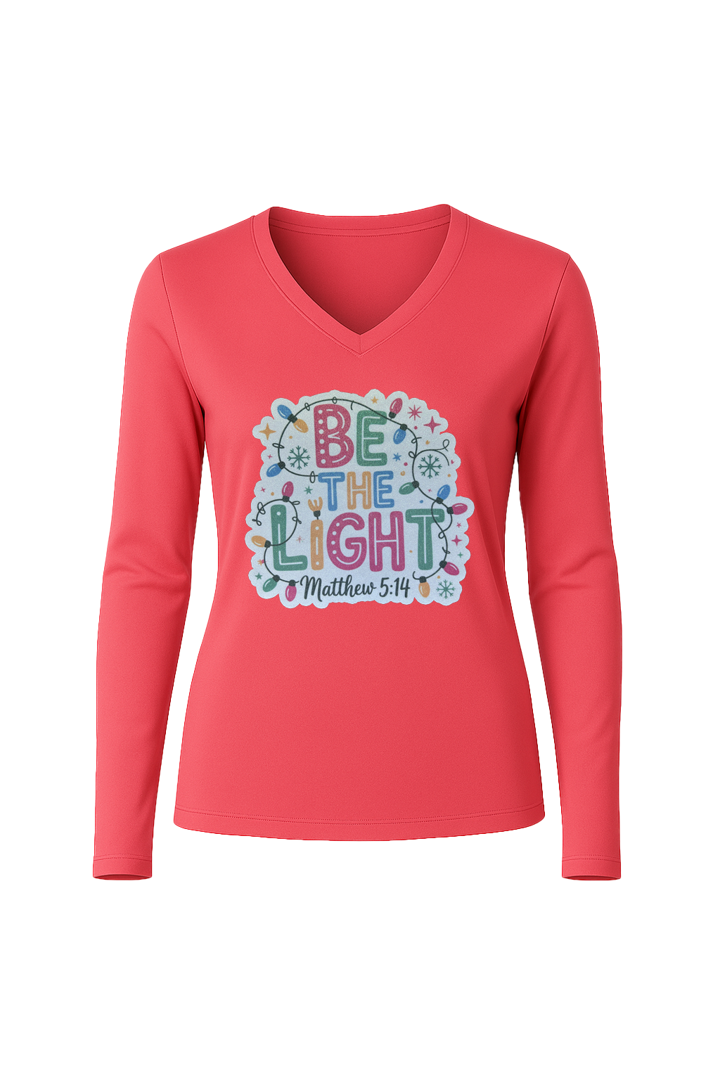 Glitter Be The Light Long Sleeve V-Neck Tee