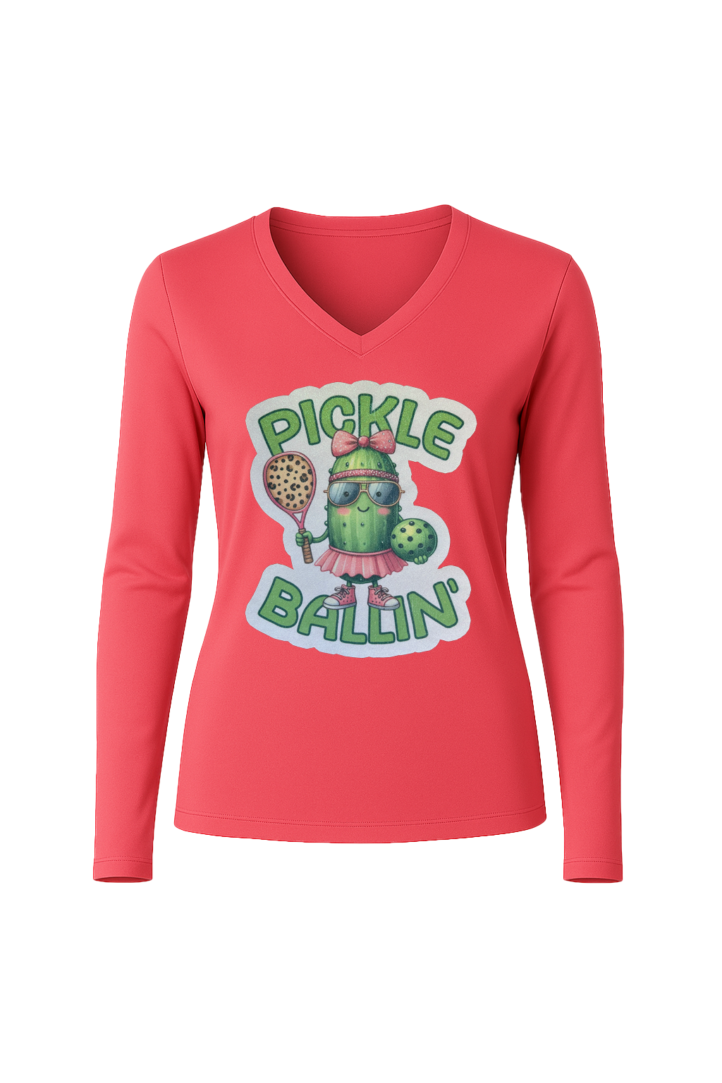 Glitter Pickle Ballin Long Sleeve V-Neck Tee