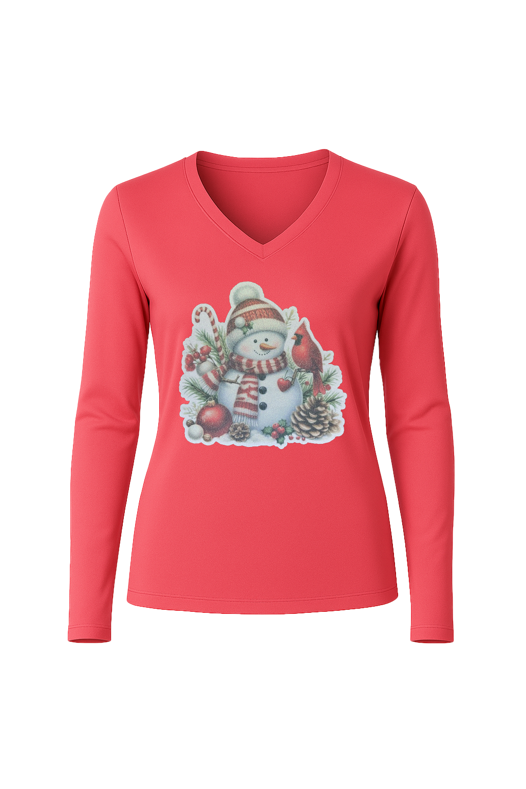Glitter Cardinal's Gift Long Sleeve V-Neck Tee