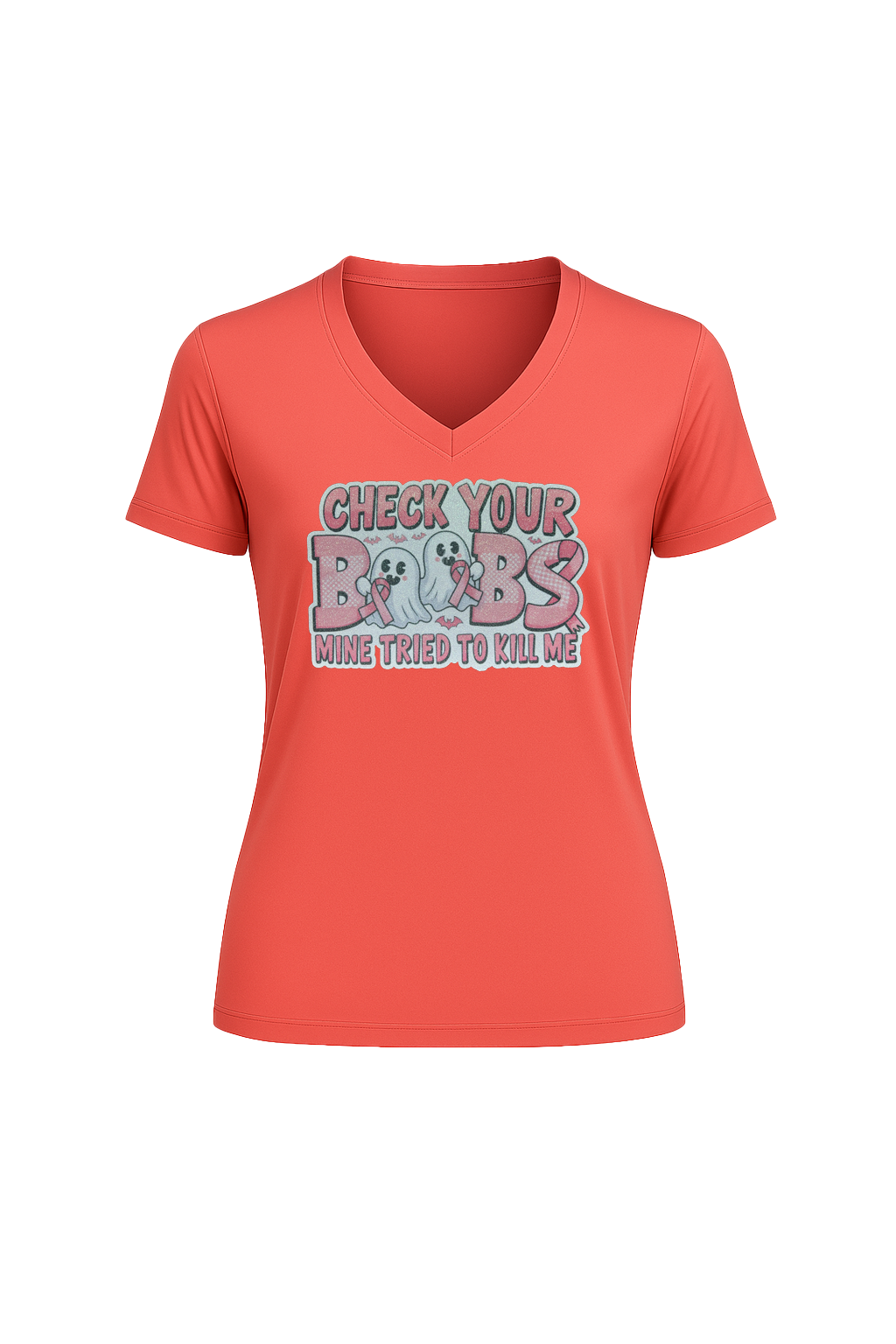 Glitter Check Your Boobs Short Sleeve V-Neck Tee