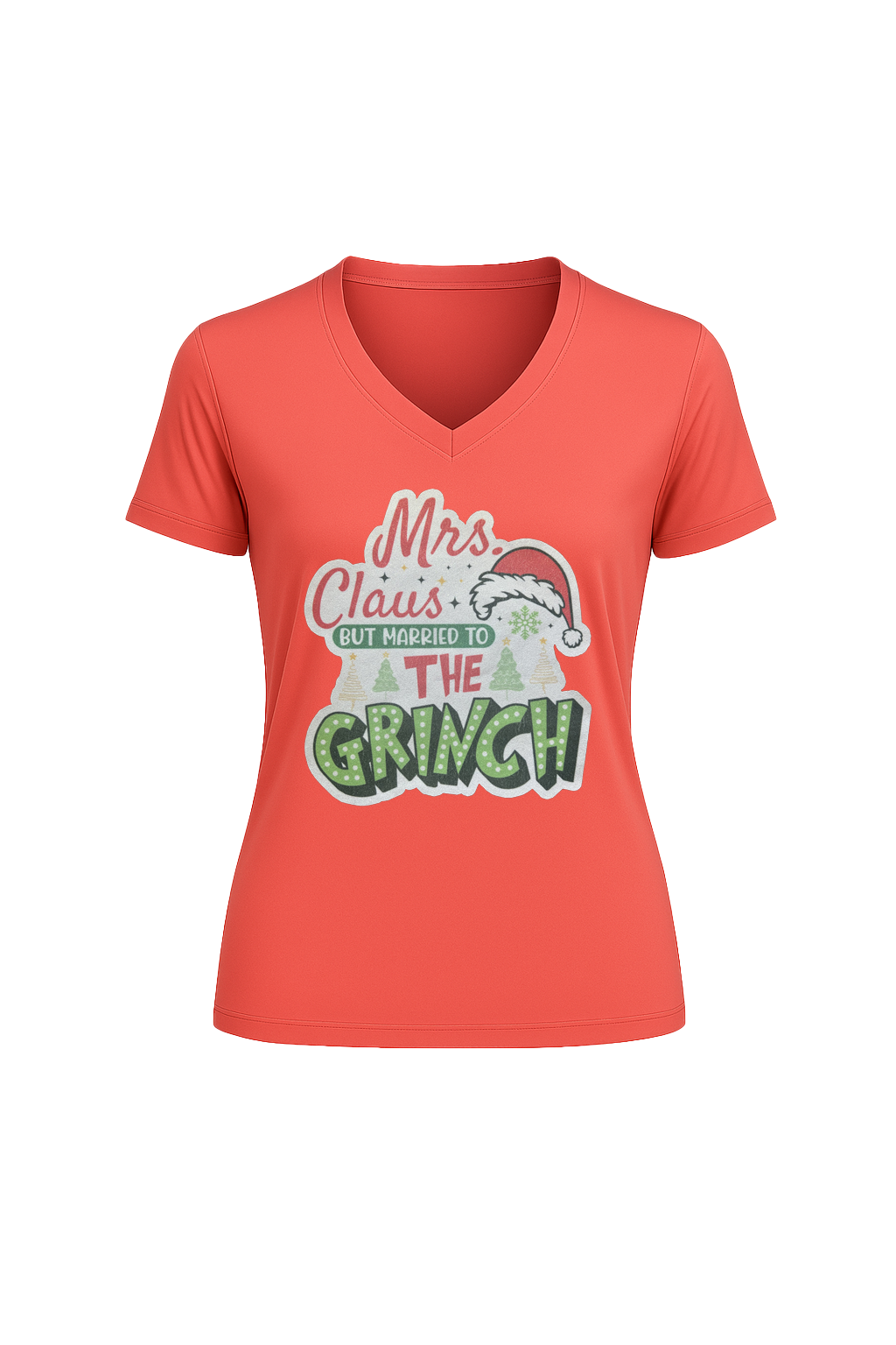 Glitter Married To The Grinch Short Sleeve V-Neck Tee