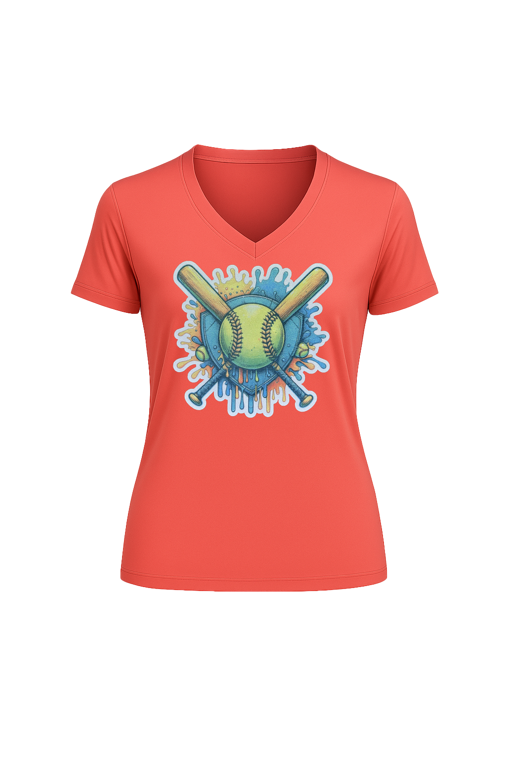 Glitter Blue Shield Short Sleeve V-Neck Tee