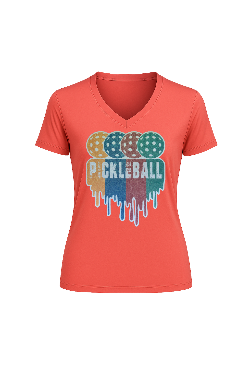Glitter Pickleball Drip Short Sleeve V-Neck Tee