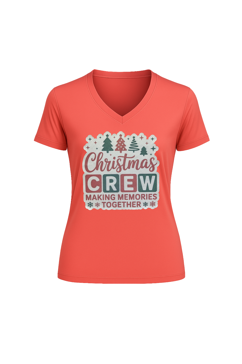 Glitter Christmas Crew Short Sleeve V-Neck Tee