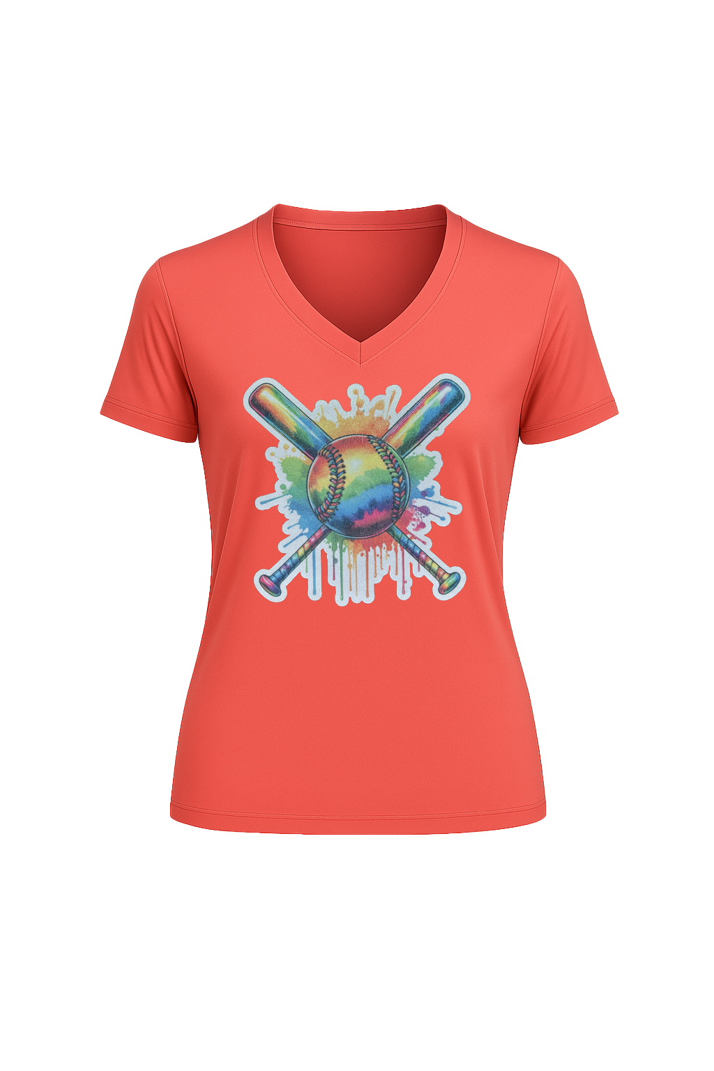 Glitter Splatter Bats Short Sleeve V-Neck Tee