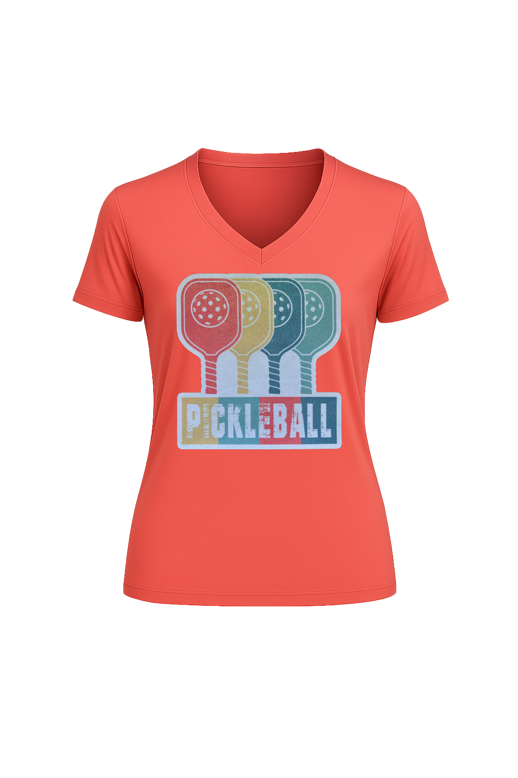 Glitter Pickleball Paddles Short Sleeve V-Neck Tee