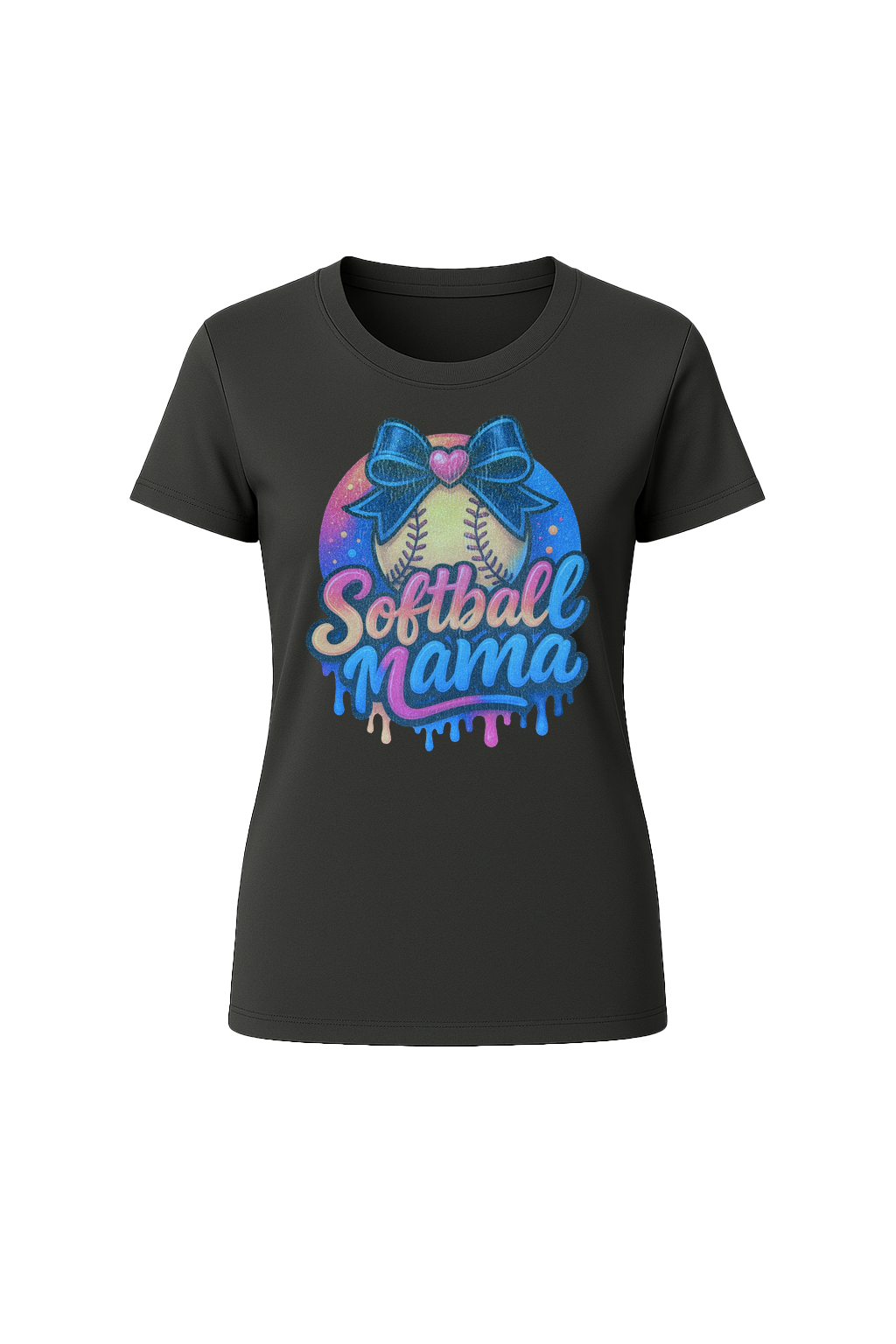 Glitter Softball Mama Drip Short Sleeve Tee
