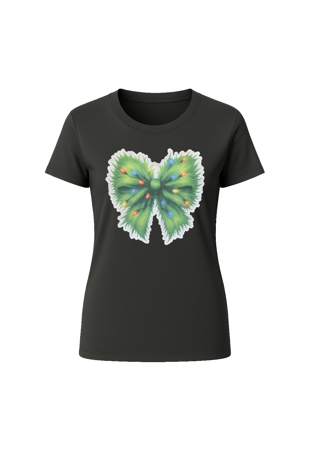 Glitter Evergreen Bow Short Sleeve Tee