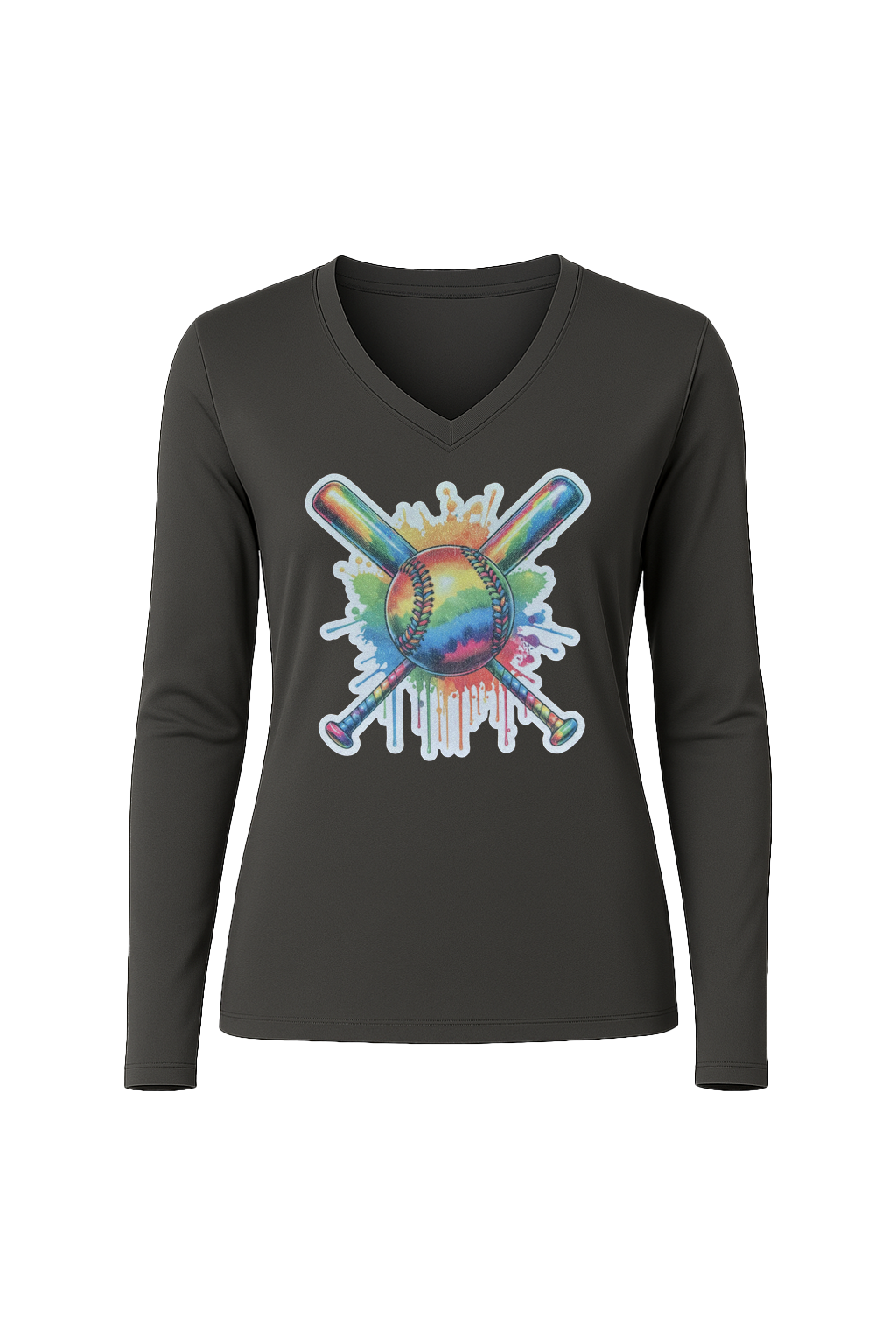 Glitter Splatter Bats Long Sleeve V-Neck Tee