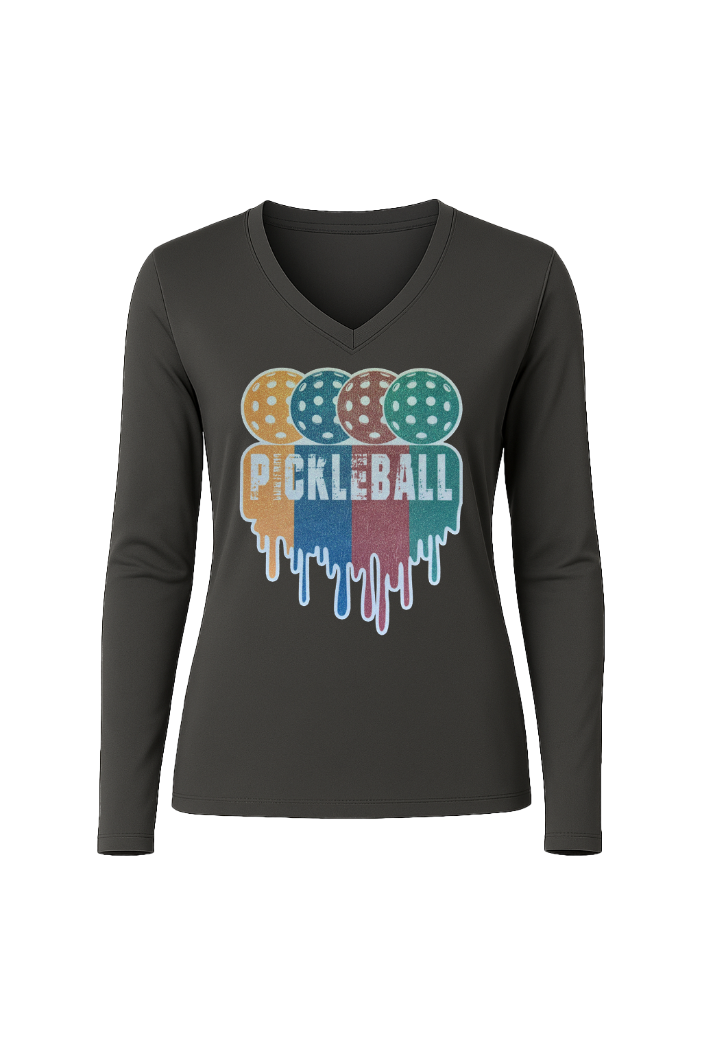 Glitter Pickleball Drip Long Sleeve V-Neck Tee