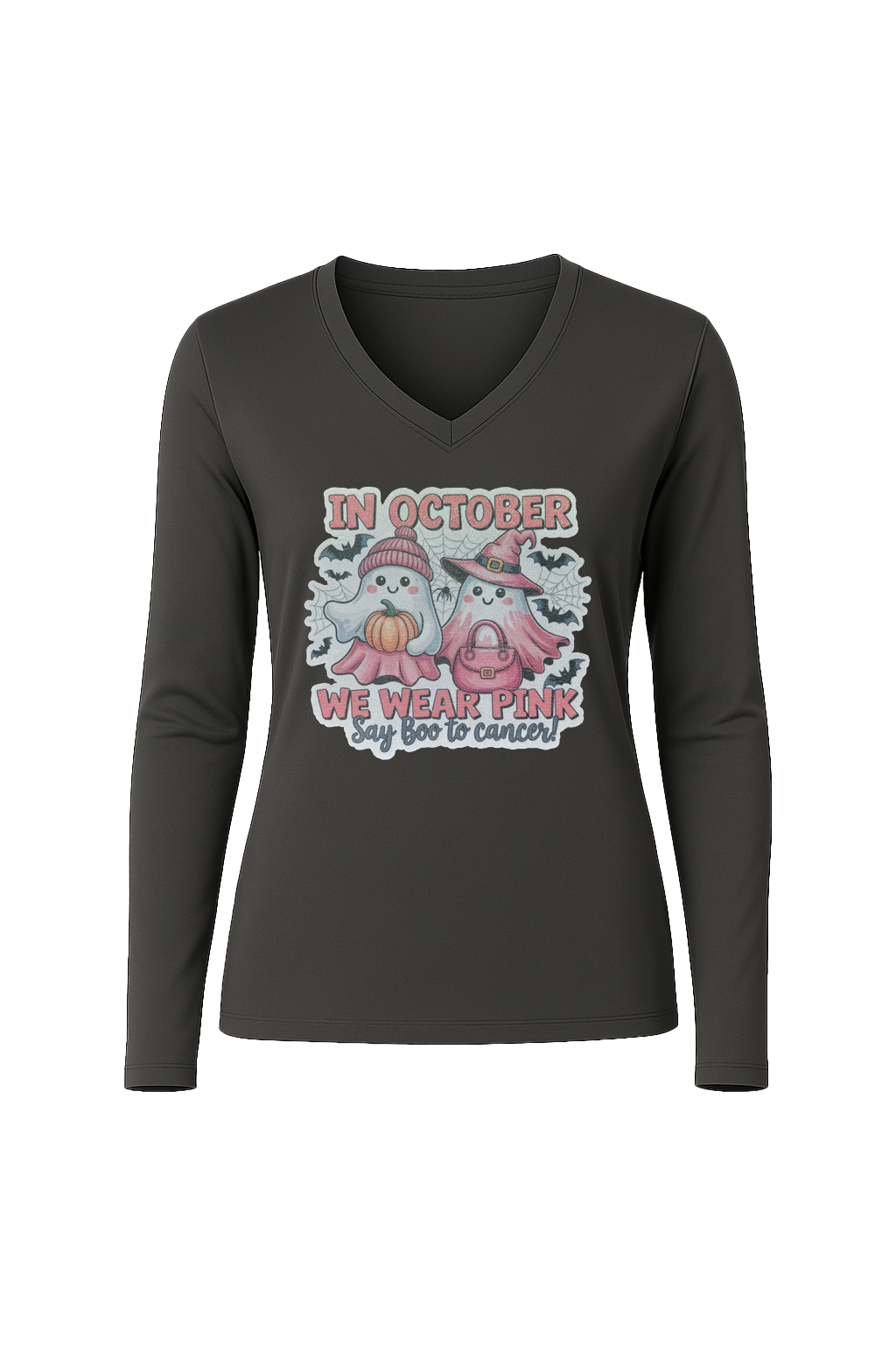 Glitter Wear Pink Say Boo Long Sleeve V-Neck Tee