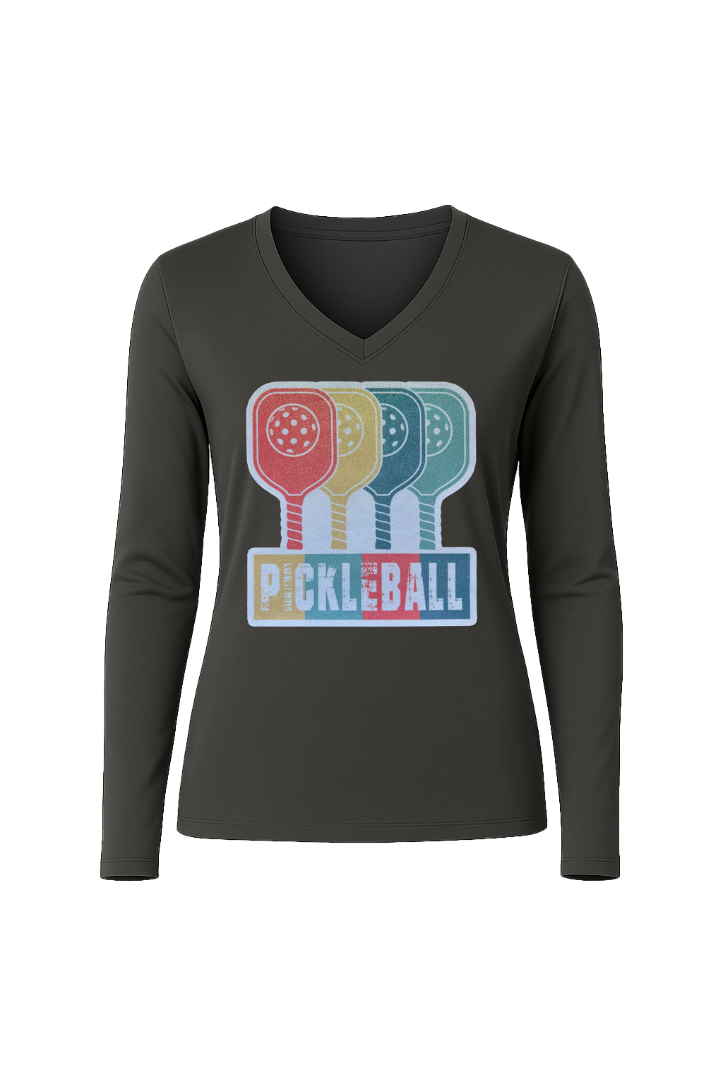 Glitter Pickleball Paddles Long Sleeve V-Neck Tee