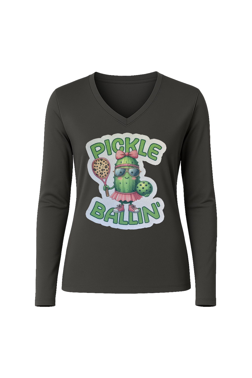 Glitter Pickle Ballin Long Sleeve V-Neck Tee