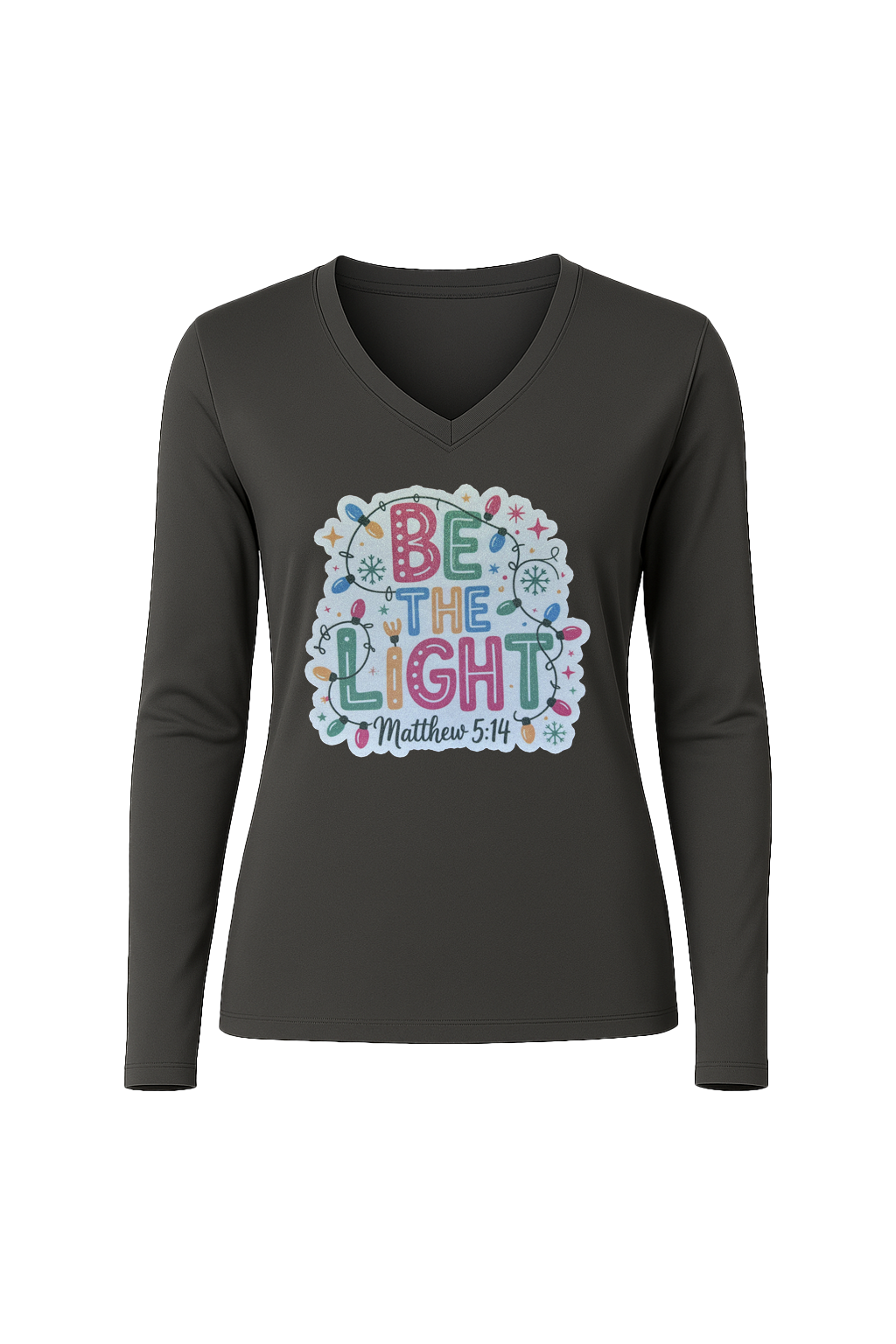 Glitter Be The Light Long Sleeve V-Neck Tee