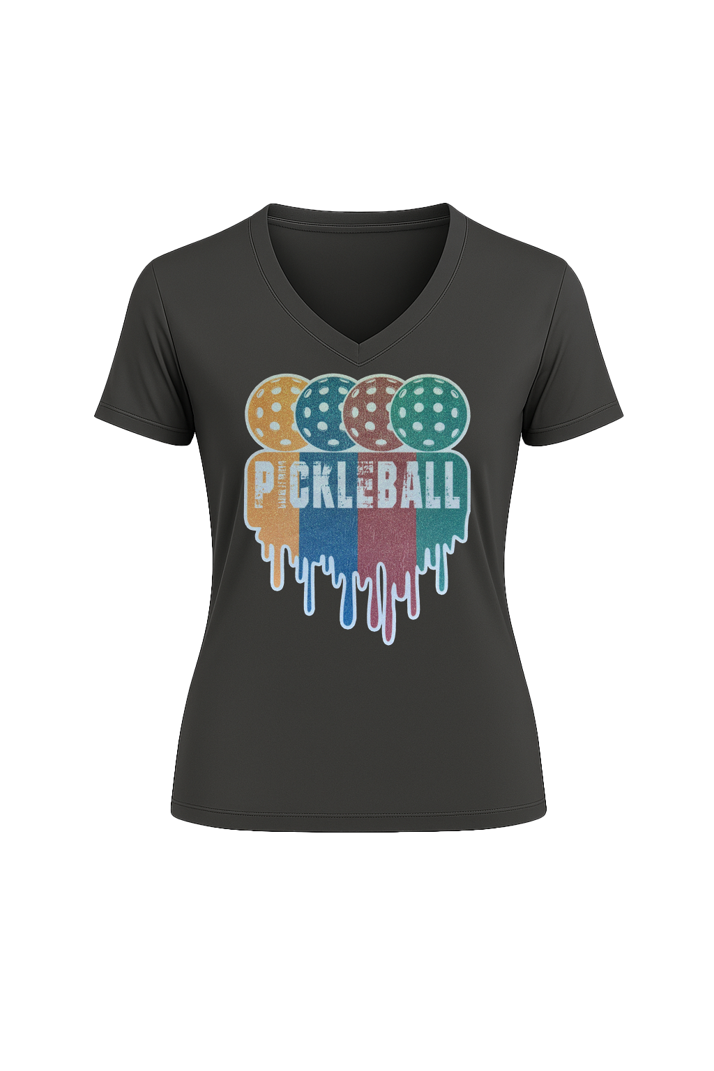 Glitter Pickleball Drip Short Sleeve V-Neck Tee