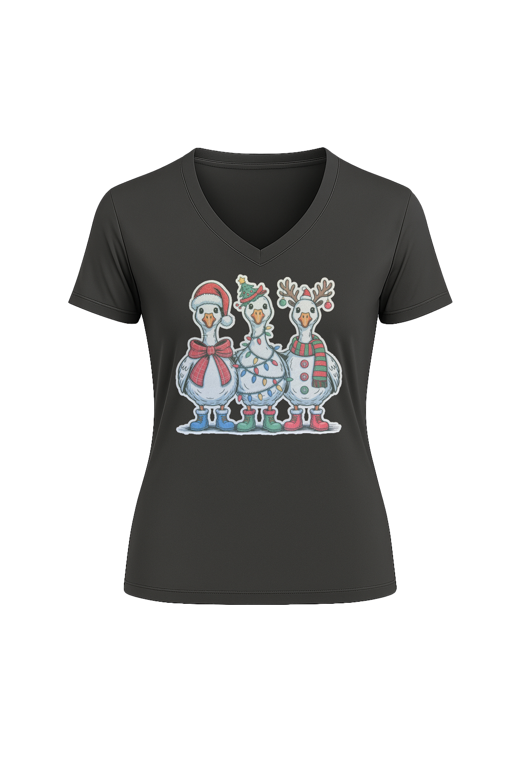 Glitter Festive Fowl Short Sleeve V-Neck Tee