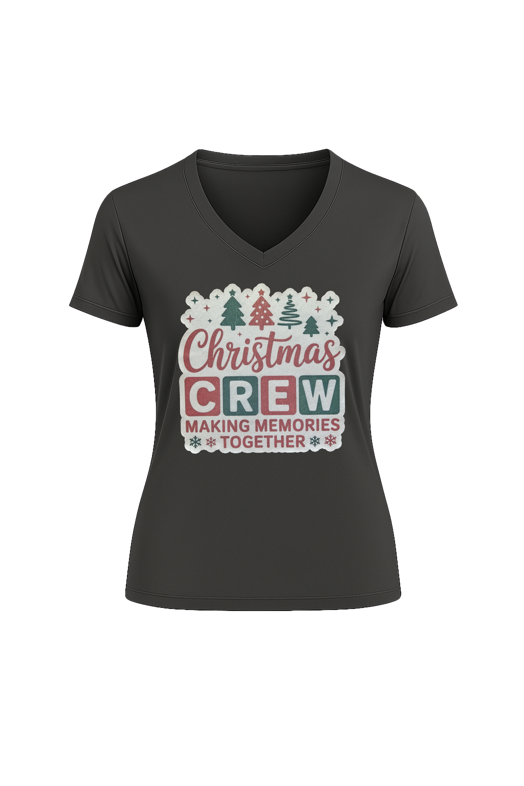 Glitter Christmas Crew Short Sleeve V-Neck Tee