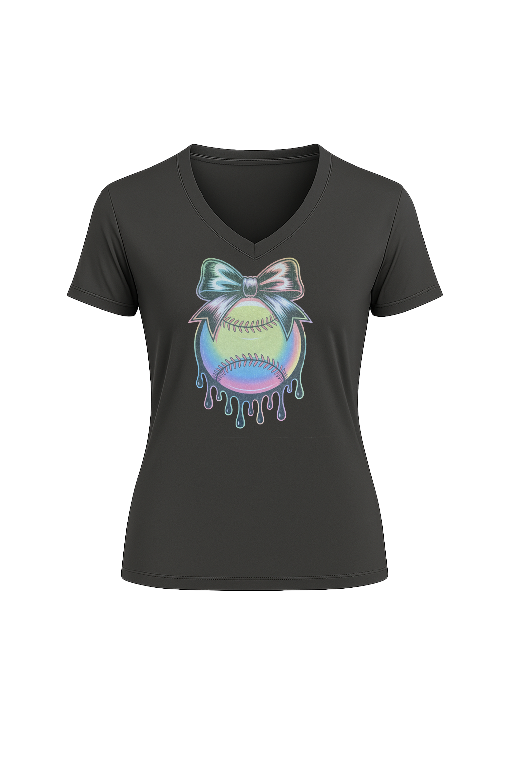 Glitter Neon Drip Short Sleeve V-Neck Tee