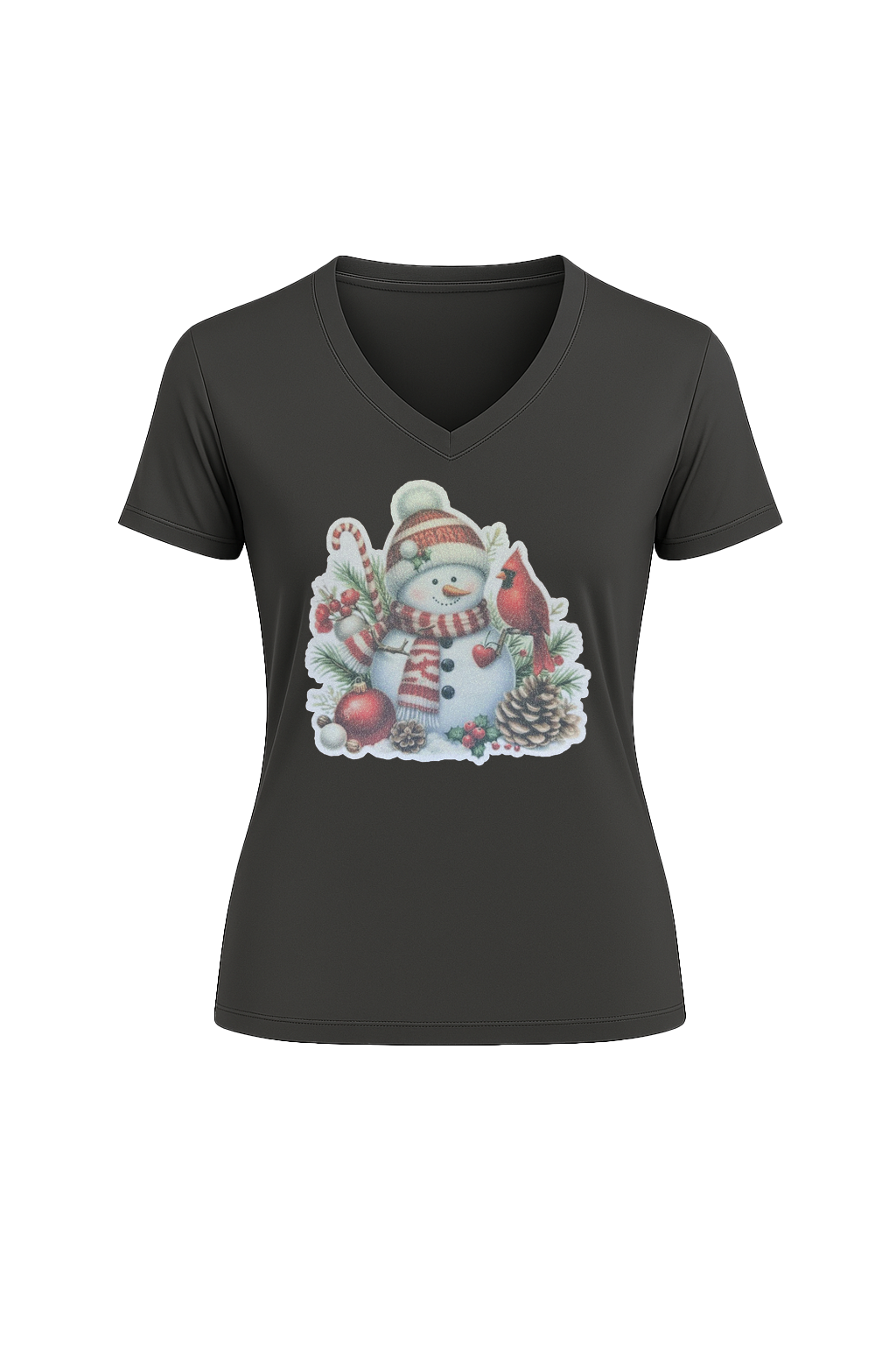 Glitter Cardinal's Gift Short Sleeve V-Neck Tee