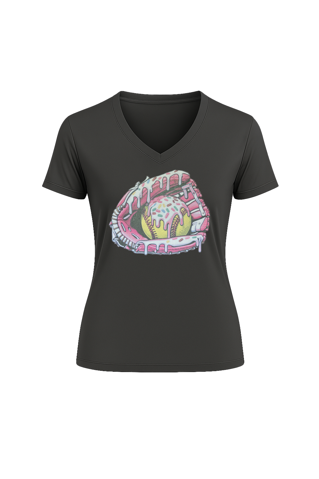 Glitter Softball Sundae Short Sleeve V-Neck Tee