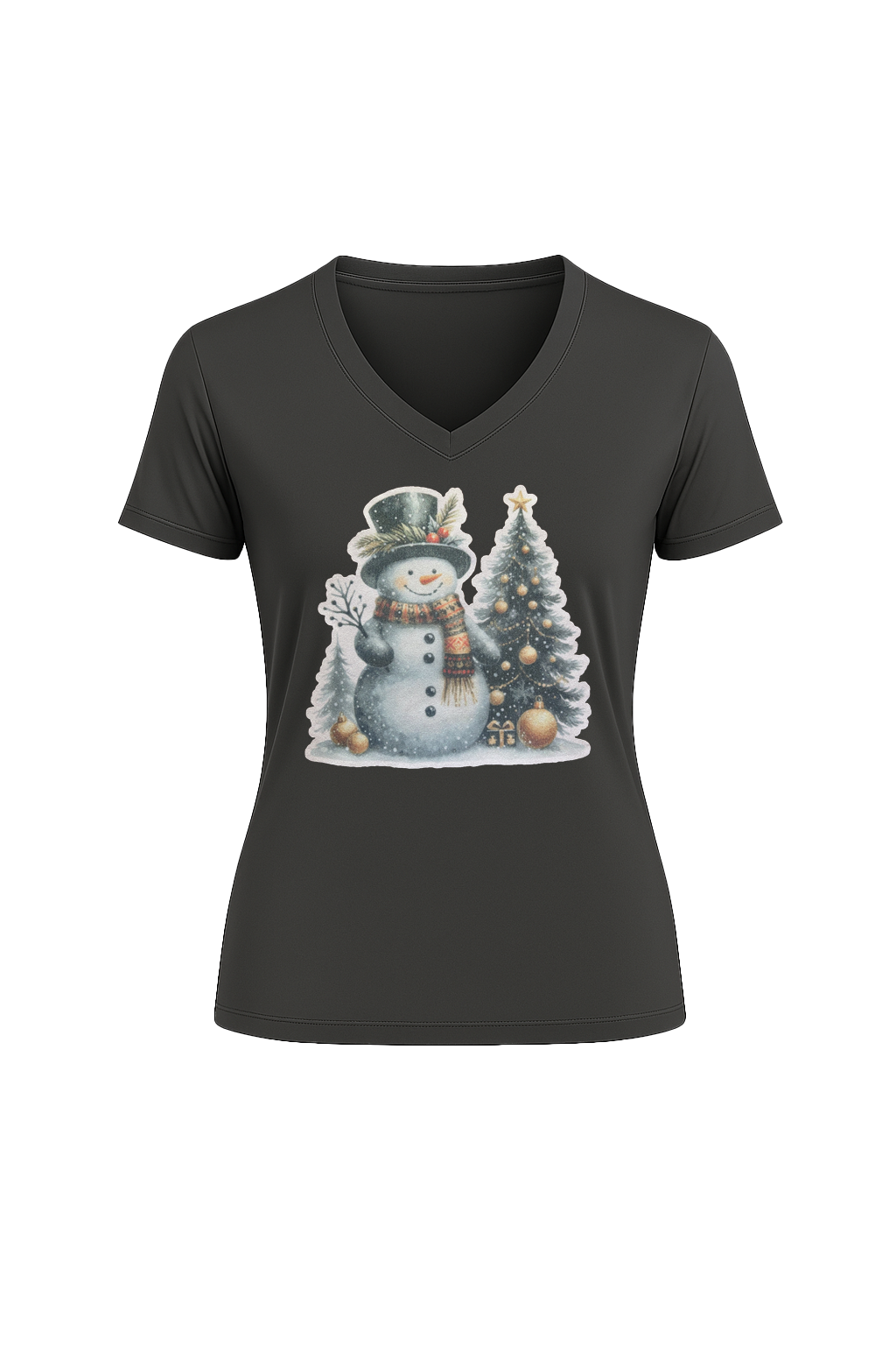 Glitter Festive Frosty Short Sleeve V-Neck Tee