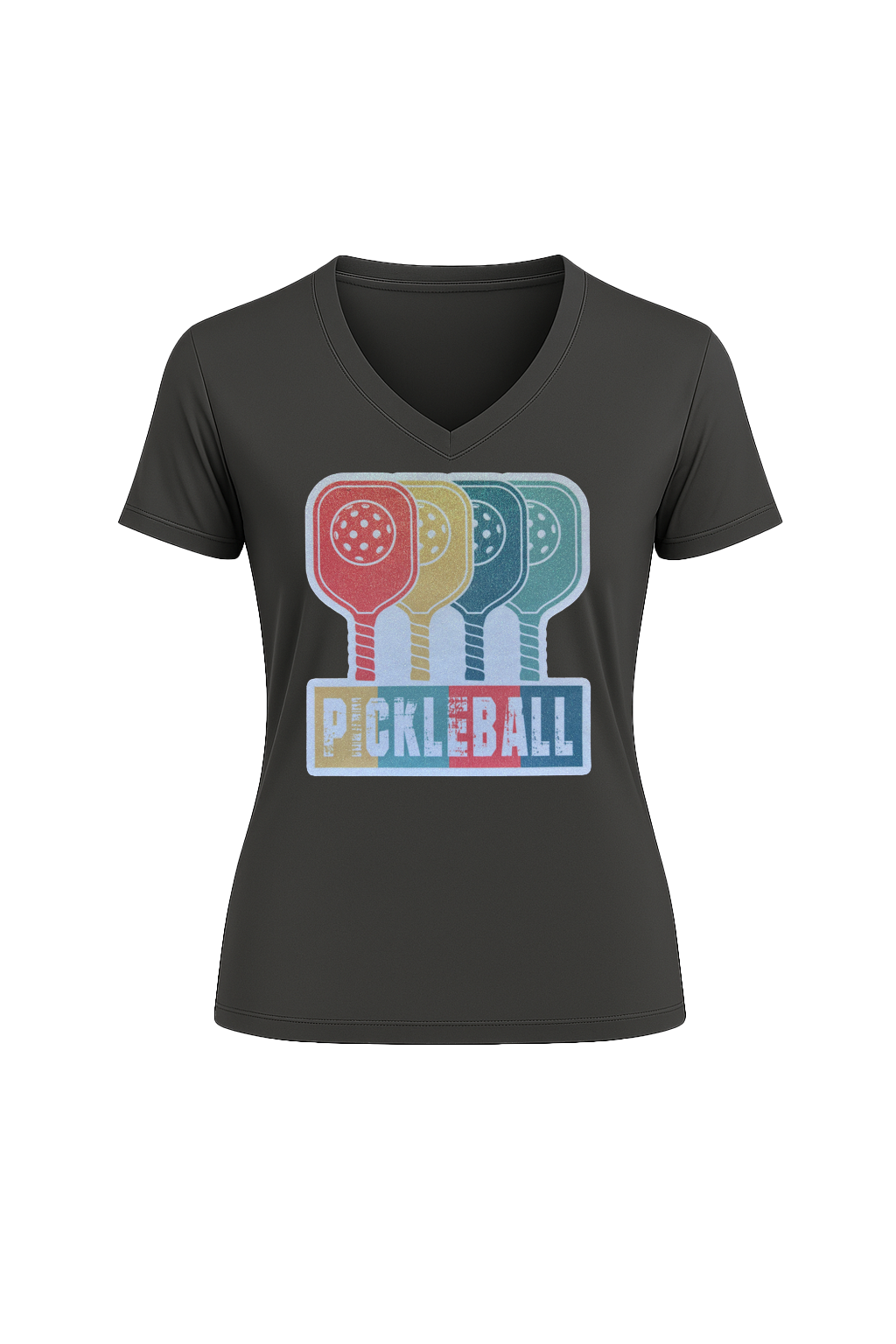 Glitter Pickleball Paddles Short Sleeve V-Neck Tee