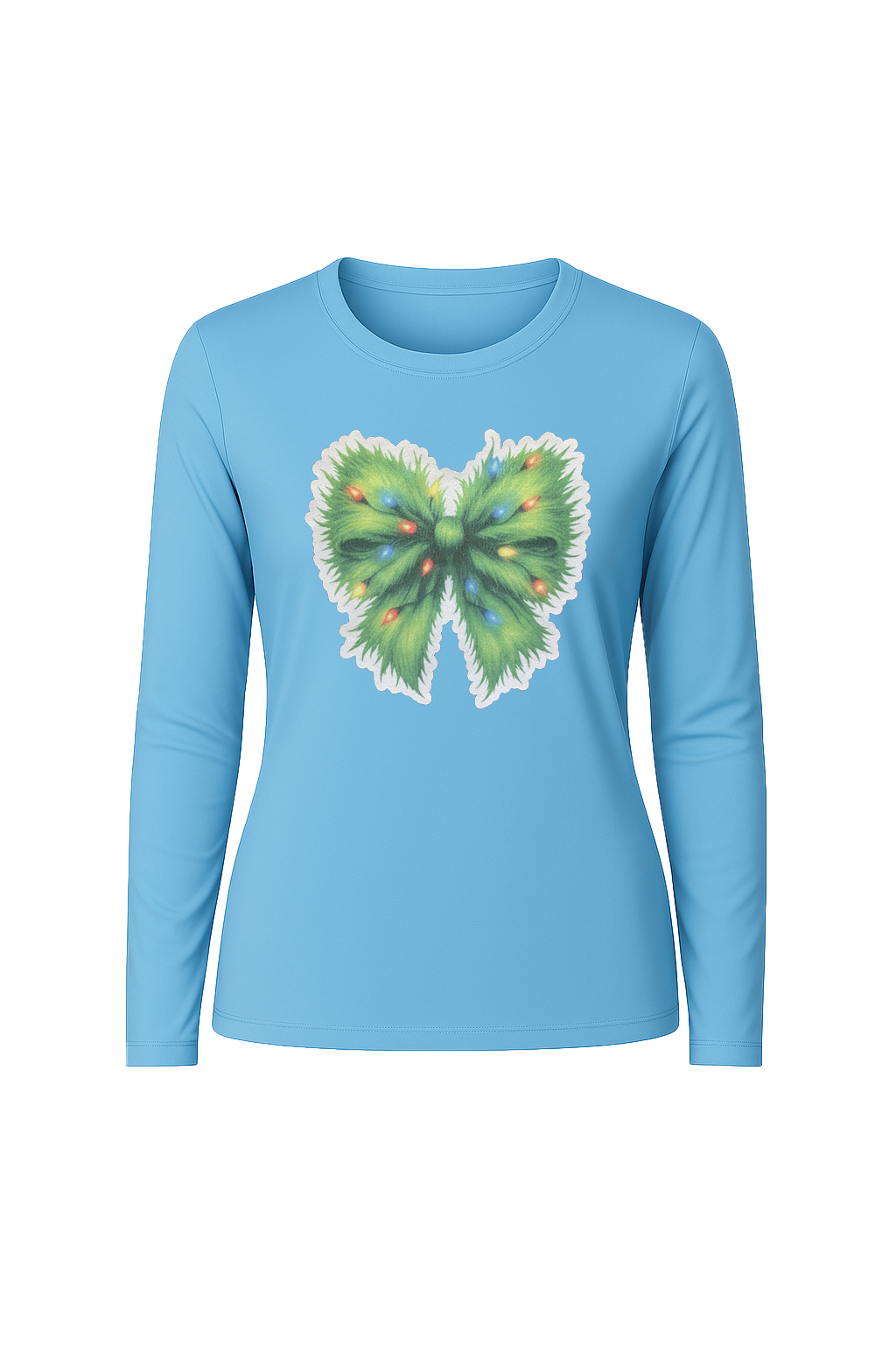 Glitter Evergreen Bow Long Sleeve Tee UPF 50