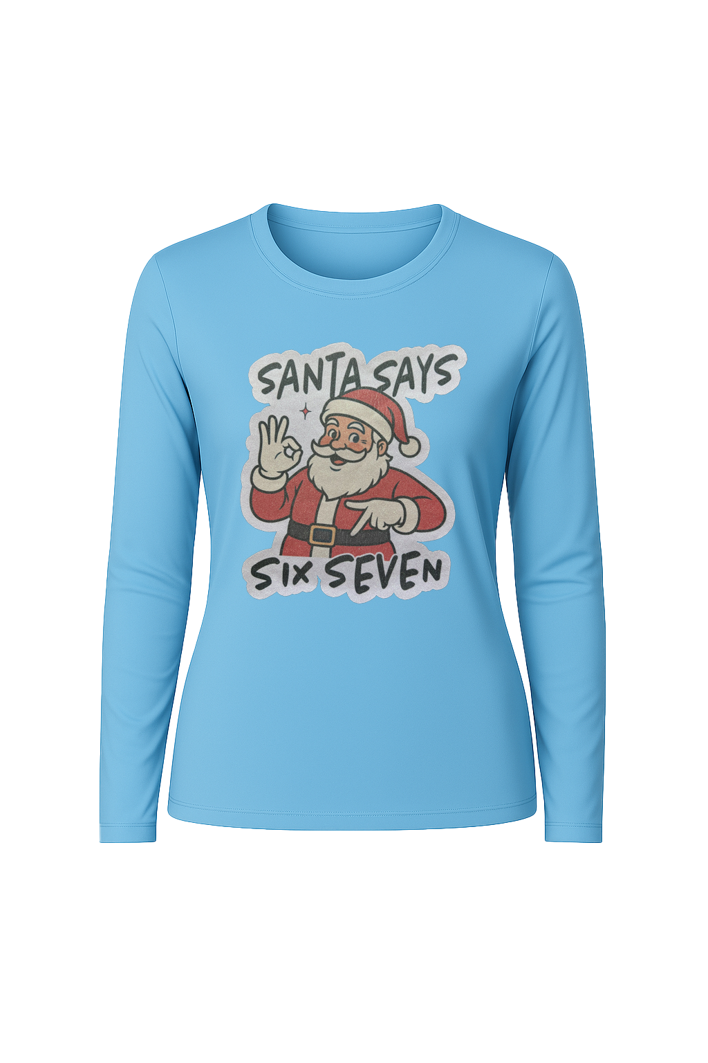 Glitter Santa Says Six Seven Long Sleeve Tee UPF 50
