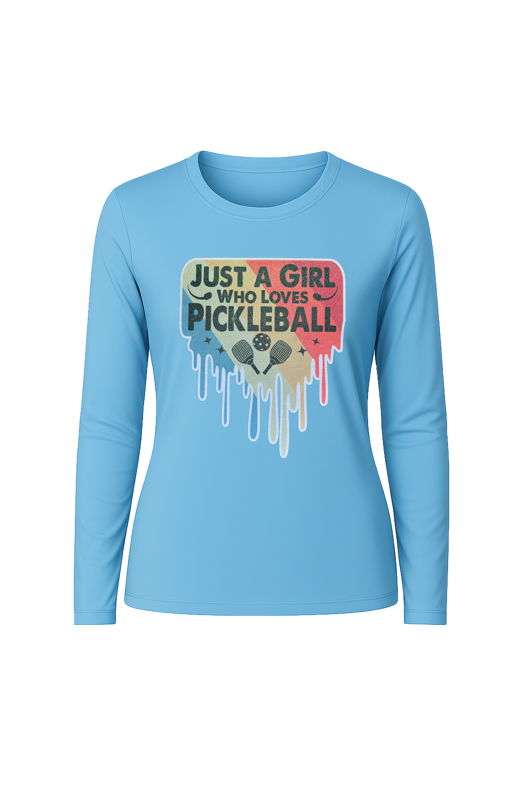Glitter Girl Loves Pickleball Long Sleeve Tee UPF 50