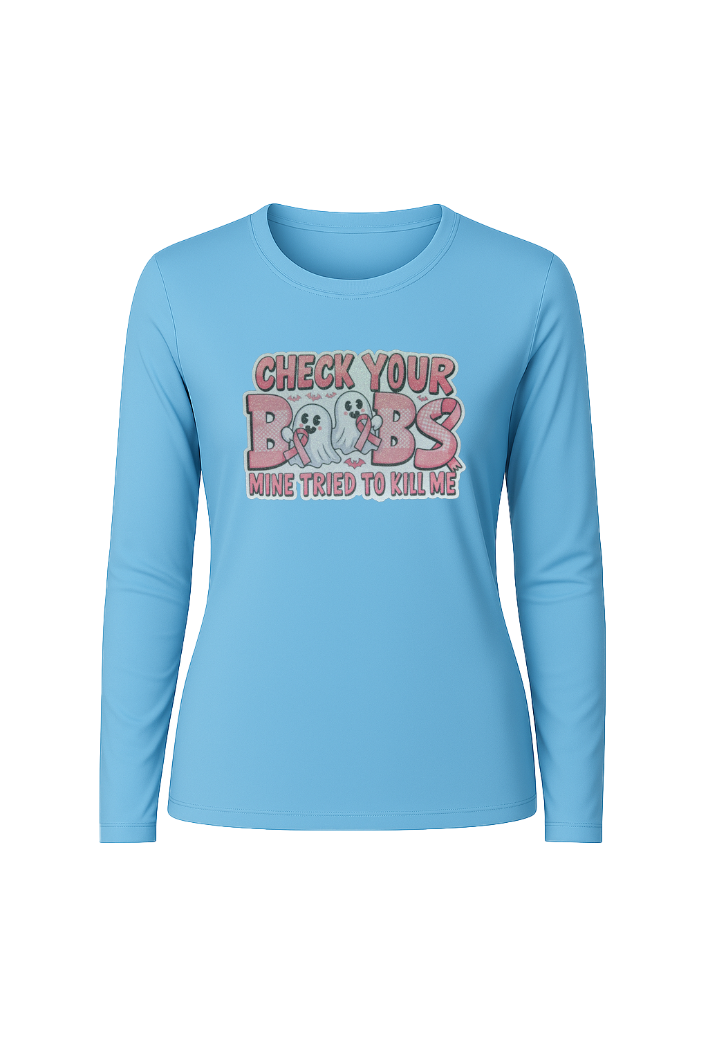 Glitter Check Your Boobs Long Sleeve Tee UPF 50