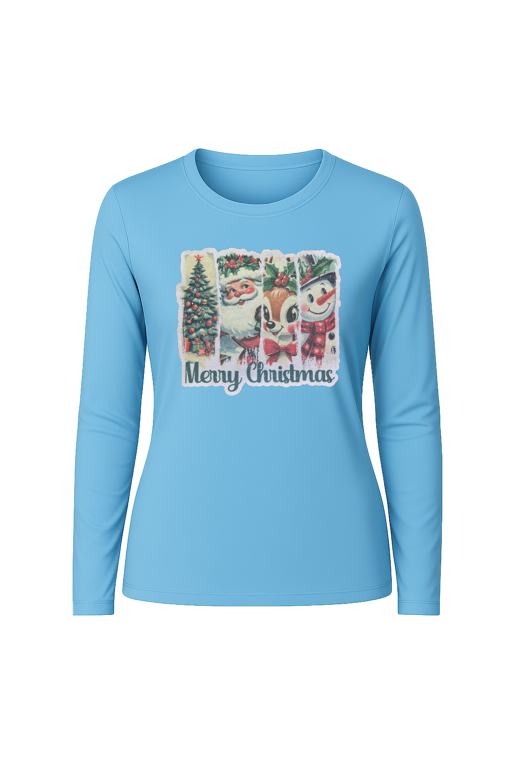 Glitter Christmas Collage Long Sleeve Tee UPF 50