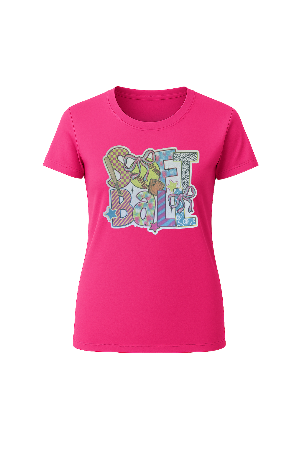 Glitter Softball Collage Short Sleeve Tee