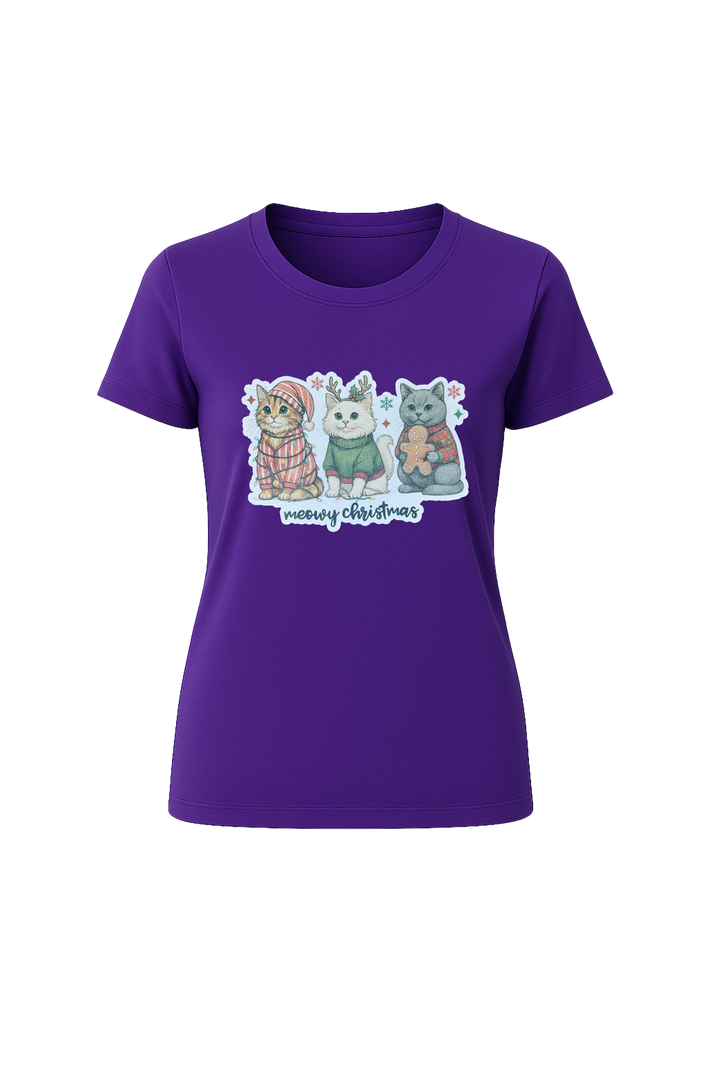 Glitter Christmas Cats Short Sleeve Tee