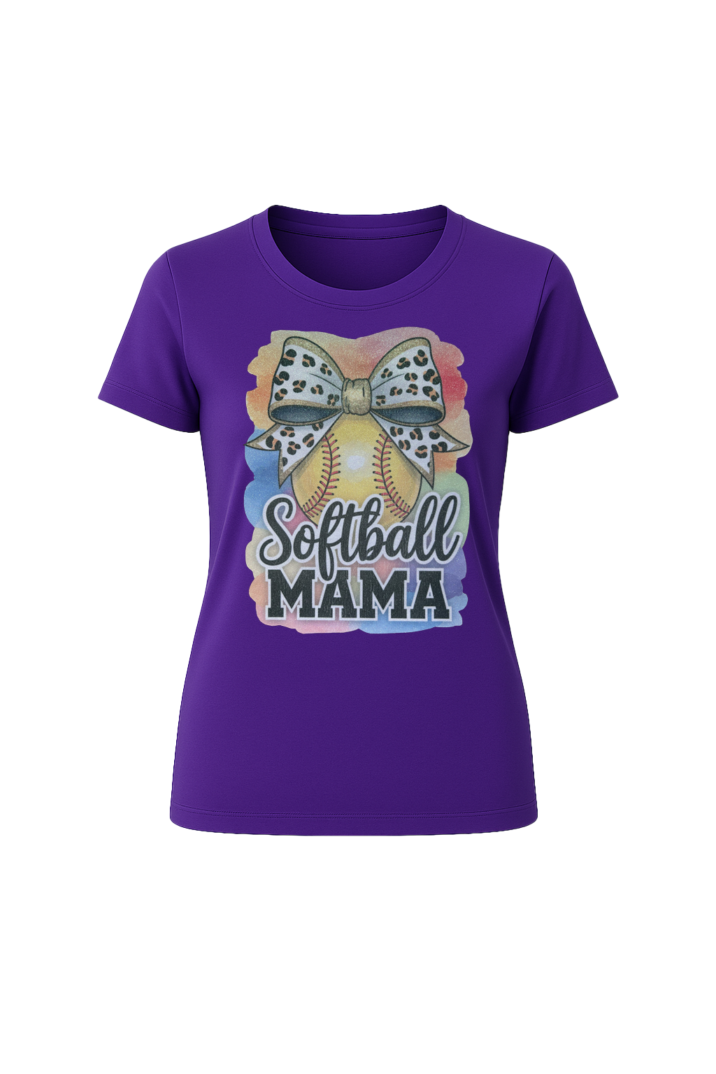 Glitter Watercolor Softball Mama Short Sleeve Tee
